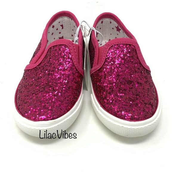 Cat & Jack Madigan Slip-On Sneakers Pink Glitter Size 6 NWT - Picture 4 of 5